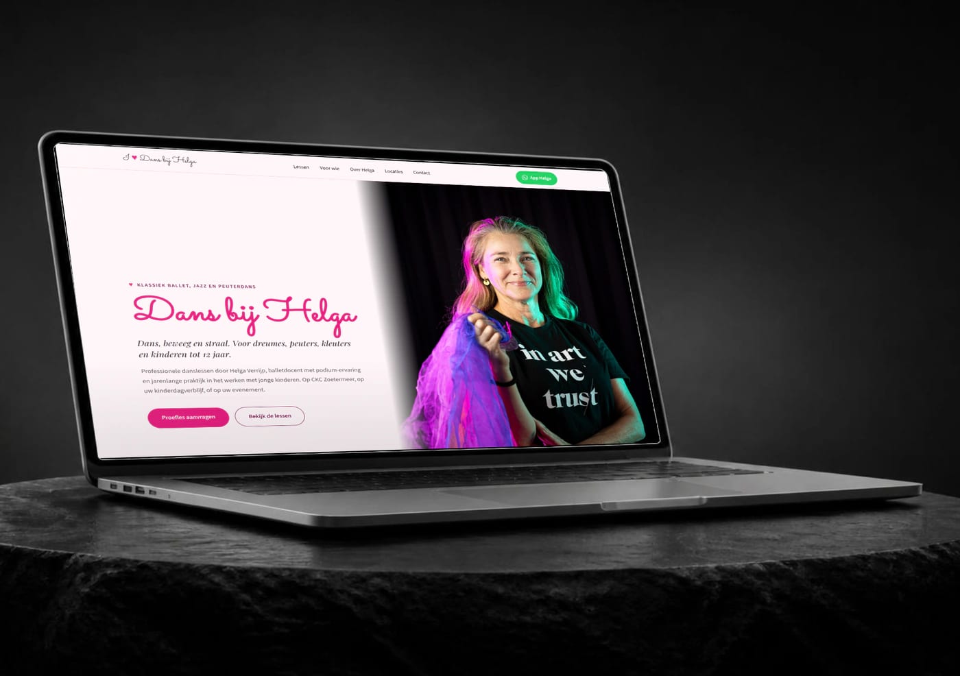 Dans bij Helga (dansbijhelga.nl) op een laptop